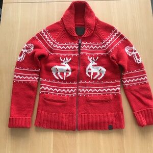 Aritzia TNA orange wool cardigan